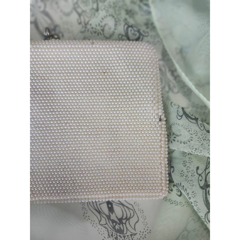 Vintage White Beaded Clutch